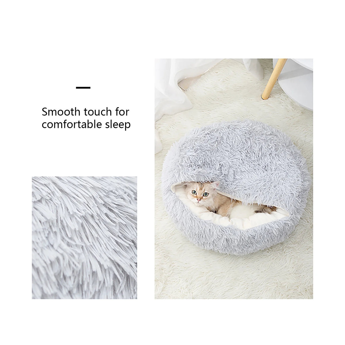 Dog Bed & Cat Cave Bed with Hooded Cover