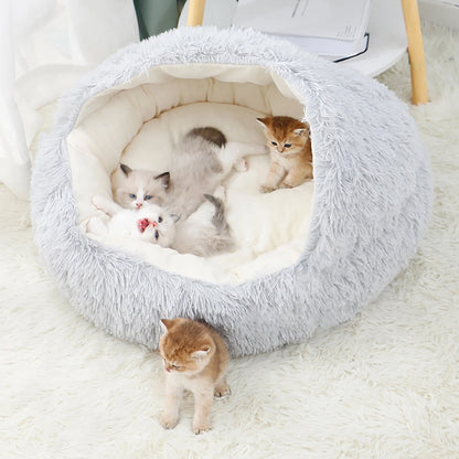 Dog Bed & Cat Cave Bed with Hooded Cover